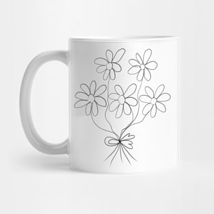 Black floral line art Mug